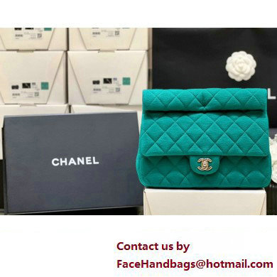 Chanel Wool Jersey & Gold-Tone Metal Clutch Bag AS4199 Green 2023 (ORIGINAL QUALITY)